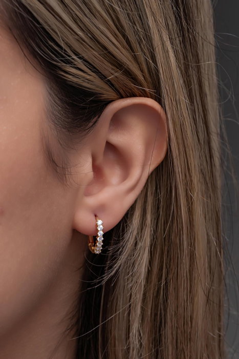 Heliophilia Silver Pendiente de Plata de Ley 925 con Baño de Oro y Circón